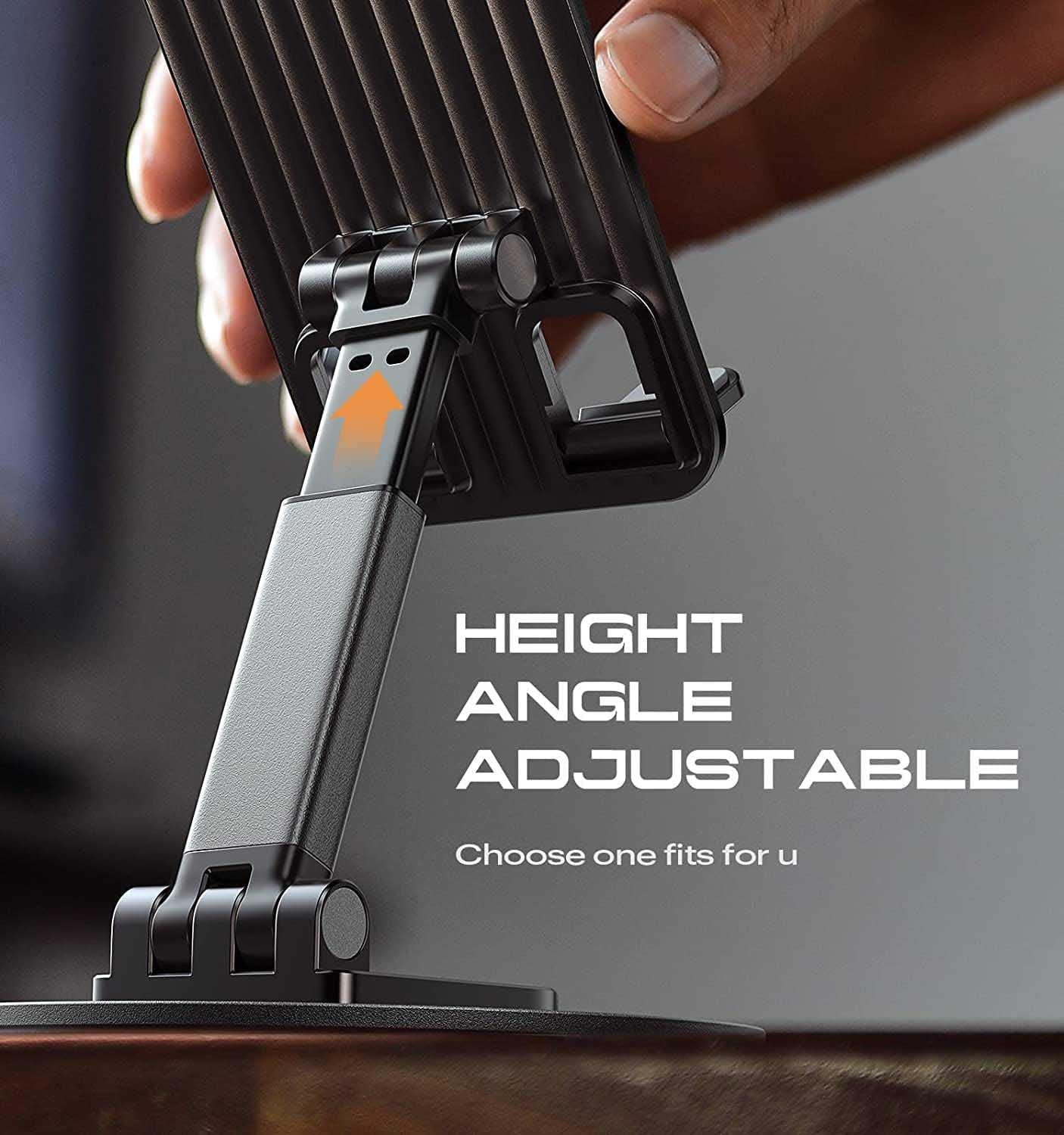 Mobile Phone Stand : 360° rotation, adjustable height and angle.