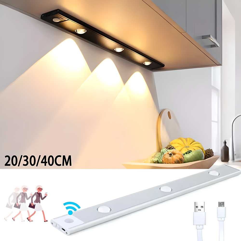 Rechargeable LED Cabinet Light with PIR Motion Sensor - USB Powered